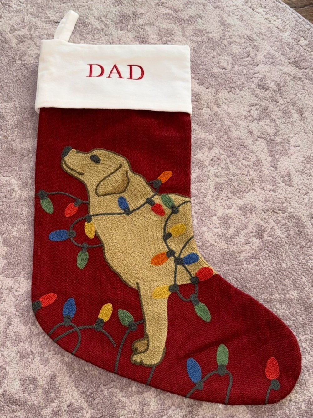 Pottery Barn 20” Yellow Lab Dog Dad Red Christmas Lights Red Stocking

5/6/26